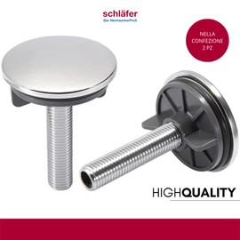 Schläfer | 440810 - Tap Hole Lid Made of Brass Diameter 50 mm, Chrome-Plated, Chrome Tap Hole Plug, Deck Rose, Hole Cover Heavy for Washbasin/Bidet, Tap Hole Plugs 50 mm, Pack of 2