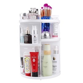 Make Up Organiser, 360 Degree Rotating Beauty Cosmetic Organiser, Makeup Storage Cosmetic Box for Jewellery, Brushes, Lipsticks and Creams in Dresser, Bathroom, Bedroom
