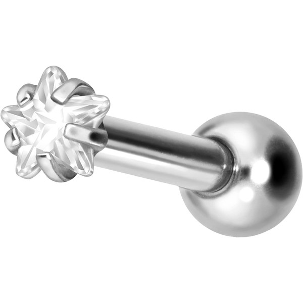 PIERCINGLINE Titanium Ear Piercing with Internal Thread Encased Crystal Star