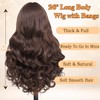 Brown Wavy Wig with Bangs for Women, 26 Inch Long