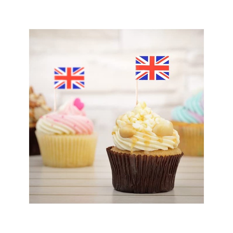 100pcs Mini UK Flags Union Jack Cocktail Sticks Cupcake Toppers