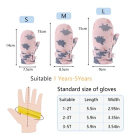 Toddler Winter Gloves Waterproof Baby Mittens Warm Fleece Kid Gloves for Boys Girls Snow Mittens 1-5 Years (Pink, S)