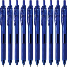 Pentel Gel Ink Ballpoint Pen EnerGel S, 0.02 inches (0.5 mm), Blue Barrel, BLN125-C (Blue), 10 Pieces