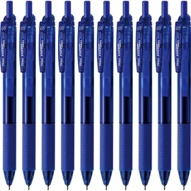 Pentel Gel Ink Ballpoint Pen EnerGel S, 0.02 inches (0.5 mm), Blue Barrel, BLN125-C (Blue), 10 Pieces