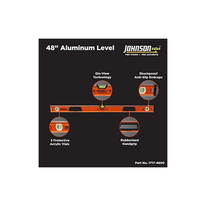 Johnson Level & Tool 1717-4800 Heavy Duty Aluminum Box Level,