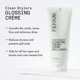 Fekkai Clean Stylers Glossing Creme - 3.4 oz - Boosts Hydration & Visible Shine - Frizz Control, Heat Protection & Keratin Repair - Salon Grade, EWG Compliant, Vegan & Cruelty Free