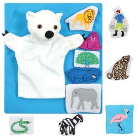 Constructive Playthings Polar Bear What Do You Hear Puppet and Prop Set for Children, 12-Piece with Bag, Ages 2 Years and Up (MTC-187)