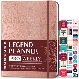 Legend Planner PRO – Undated Weekly & Monthly Life Planner for Goals & Productivity. Time Management Organizer Notebook, 18x25.5cm (Rose Gold)