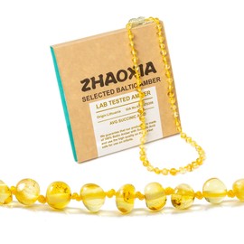 ZHAOXIA Baltic Natural Amber Necklace, No metal, lemon