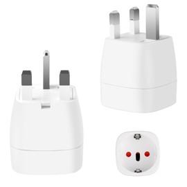 TNOMSNO Adapter England Germany Plug 2 Pack with Safety Guard UK Adapter Socket Adapter UK Travel Adapter UK for EU to England, Ireland, Dubai and Brittany, l'Irelande