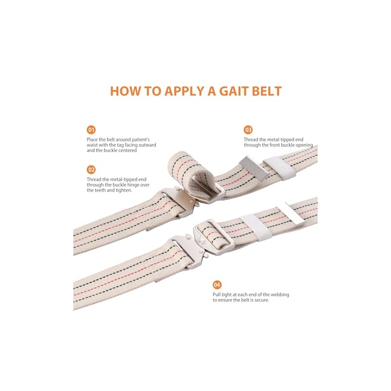 Upgraded Transfer and Gait Belt with Alloy Buckle - 60
