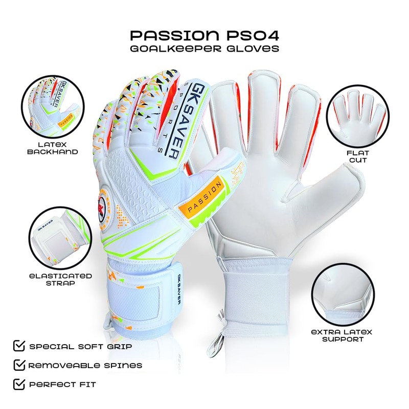 GK Saver football goalkeeper gloves Passion PS04 Flat cut professional