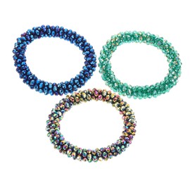 TOVINANNA 3pcs Crystal Hair Tie Bracelet for Women Sparkly Rhinestone Ponytail Holders Versatile Hair Scrunchies Elegant Fashion Accessories for Office Parties and Sports