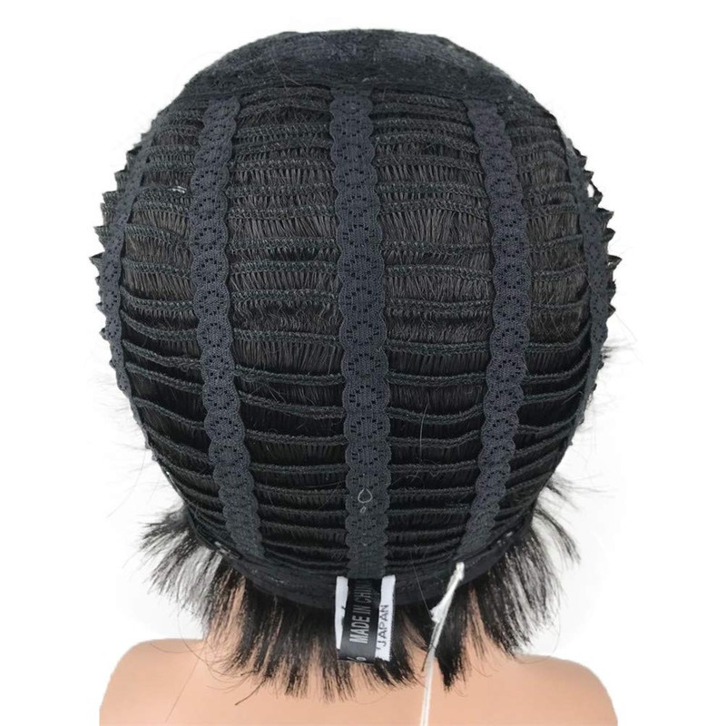 Aimole Mens Wigs Short Black Straight Hair Synthetic Full Wig(2