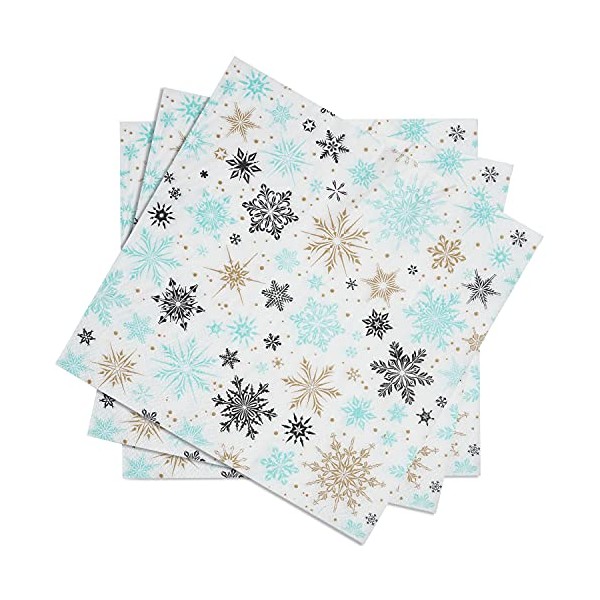 Paper Napkins Disposable for Party Snowflake Decorations Party Supplies, 6.5 x 6.5 inch Folded ( 100 Pcs )