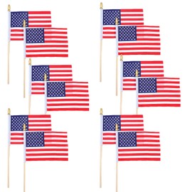 50 Pcs USA Stick Flags, 5x8 Inch Small Small American Flags on Stick, Fourth of July Decorations Outdoor, 4th of July Flags American Flag Small With Wooden /Plastic Stick, Mini Flags for Outside,