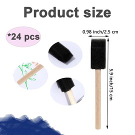 24 Pcs Sponge Brush, Foam Brush, Easy To Use Sponge Paint Brushes Diy Graffiti Sponge Brush Suitable for Kid Painting Production(Black)