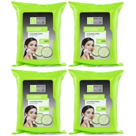 Global Beauty Care Bulk Cleansing Wipes Premoistened 4 Pack of Cucumber Cleansing Cloths Makeup Removal Wipes - Great For Travel Toiletries - 100 ct.(4-Pack)