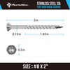 FM FastenMon #8x2 Marine Grade 316 Stainless Steel Deck Screws,