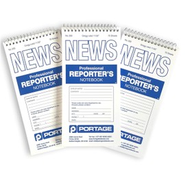 Portage Reporters Notebook – Top Bound Spiral Pocket Notepad, Steno Note Book, Perfect for Reporters & Journalists Taking Notes in the Field, Gregg Ruled 11/32" – 4 x 8 In, 70 Sheets,140 Pg, (3 Pack)