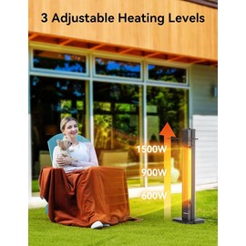 VAGKRI fan Heater, 1500W 36inch indoor heater  with 3 Heating Levels, Tip-Over & Overheat Protection, IPX5 Waterproof Tower Space Heater for Patio Backyard Garage Restaurant Home /portable electric heater