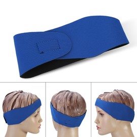 Banda De Neopreno Para Natacion,Banda de Cabeza de Natación,Banda de Oreja de Natación Cinta de Oídos de Neopreno Elástico Diadema de Natación Ajustable para Nadar para Adultos y Niños(L Azul)
