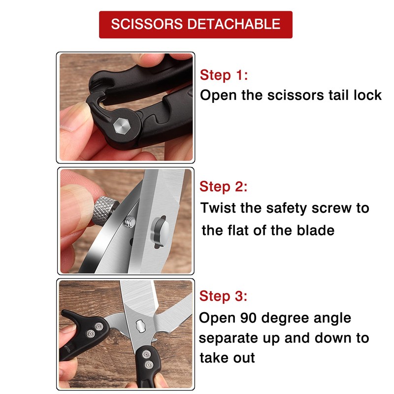 SLEMOON Heavy Duty Poultry Shears Kitchen Salad Scissors for Chicken