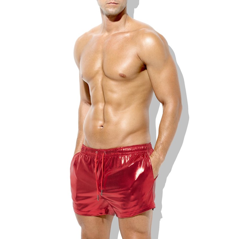 Casey Kevin Men's Holographic Metallic Short Sparkly Shiny Short Pants