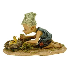 Joh. Vogler GmbH Wonderful Discovery Pixie Discovers Duck Nest in Reeds 15 cm Figure Leprechaun Fairy Mythical Creatures