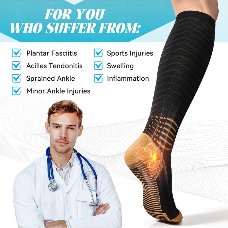 IRAMY Copper Compression Socks for Men Women 15-20 mmHg Ankle