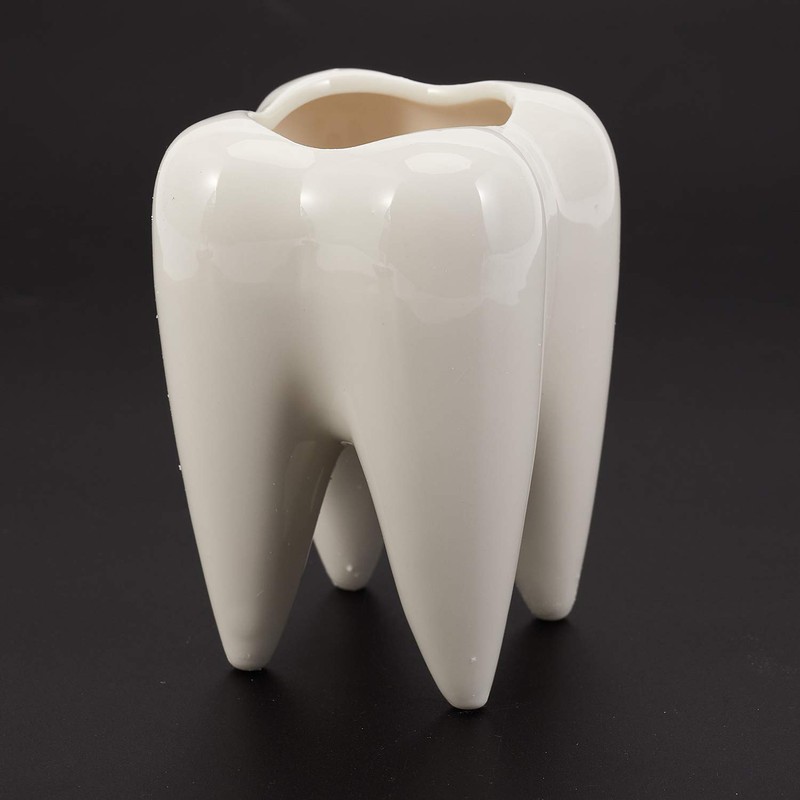 Dropfree Tooth Shape White Ceramic Flower Pot Modern Design Planter