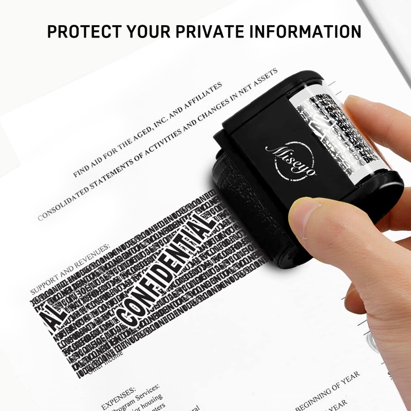 Miseyo Identity Theft Protection Roller Stamp Set - Black (Incleded