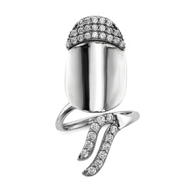 JewelryWeb 925 Sterling Silver Rhodium Plated Cubic Zirconia Adjustable Fingernail Ring Band Style-Ring for Women