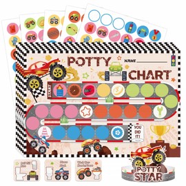 WERNNSAI Potty Training Chart - Monster Truck Toilet Training Reward Chart with 270 Potty Training Stickers Crown Sticker Chart for Girls Toddler Kids Potty Training for Birthday Gift