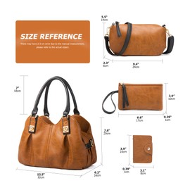 KingTo 4pcs Purses Retro Tote Handbags for Women Stylish Shoulder Bags Soft Top Handle Satchel Set (black)