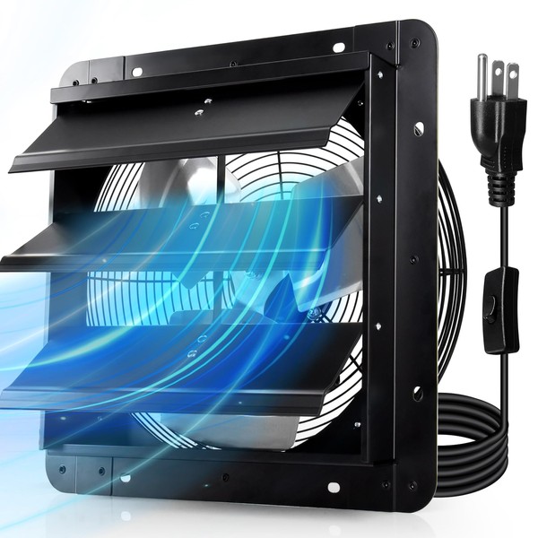 Hiorucet 7 Inch Wall Mounted Shutter Exhaust Fan with 1.8M