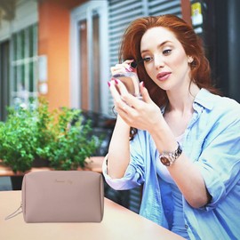 Women's Cosmetic Wash Storage Bag Large Capacity Waterproof Cosmetic Storage Bag Print Cosmetic Makeup Pink PU Travel Toiletry Bag Women Cosmetic Bag (Beige, One Size)