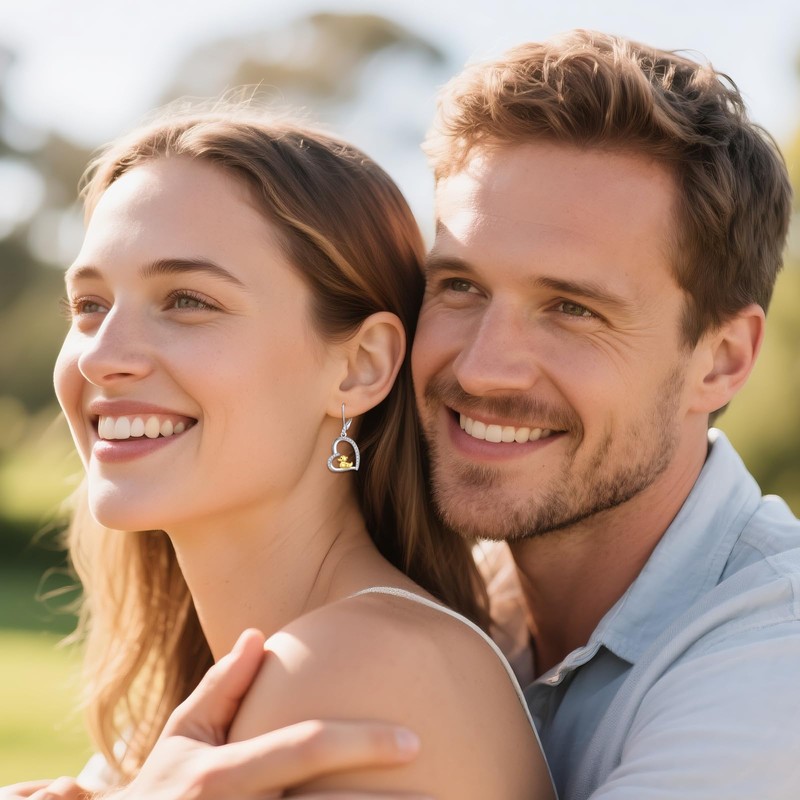 HOPEEZZ Duck Earrings for Women Sterling Silver Heart Dangle Earrings