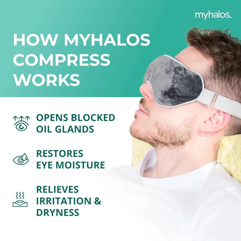 MyHalos Heated Eye Mask Dry Eyes Steam Warm Compress for