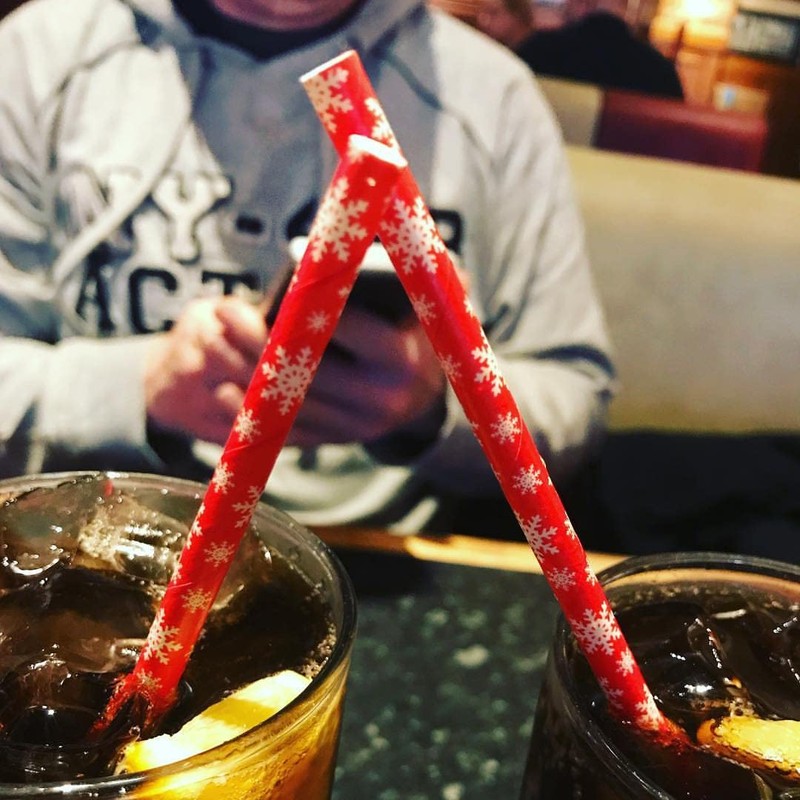 ALINK 100 Christmas Paper Straws, 8 Styles Red Green White