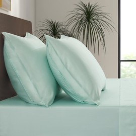 Luxury Bamboo Market | Queen Envelope Pillowcase Set | 100% Viscose Made from Bamboo | Organically Grown | Ultra Soft | Cooling | 2pcs [Coastal Green]