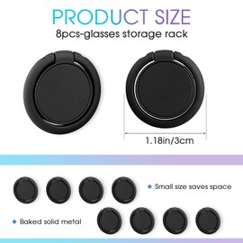 Hariendny 8 Pack Sunglasses Organizer Wall Mounted Sunglasses Holder Wall Hanging Glasses Organizer Eyeglass Holder (Black)