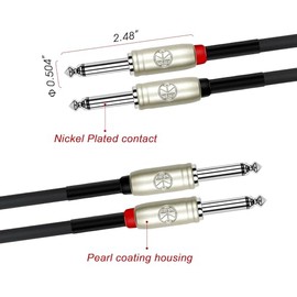 Kirlin Cable AP-405PR-06/BK - 6 pies - Cable de conexión dual de 1/4 pulgadas a doble de 1/4 pulgadas, portátil
