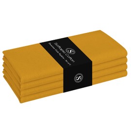 Softopia Cotton Cloth Napkins 100% Cotton 17x 17 Inches Table Napkin for Dining, Lunch, Holiday Parties & Cocktail, Decorative Washable Napkins - Mustard Yellow (Set of 4)