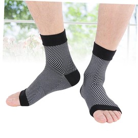 TOVINANNA 2pairs Elastic Compression Foot Sleeve Socks for Ankle Support and Heel Breathable Socks for Everyday Use Xl Black