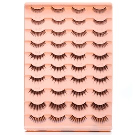 Mlen Diary False Eyelashes 20 Pairs Artificial Eyelashes Set 6 Styles Eye Eyelashes Natural Look 6D Curl Wispy Fake Eyelashes Mixed Without Glue