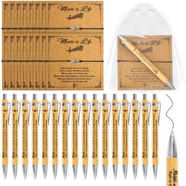 72 Pcs Music Themed Gifts Bulk Include 24 Music Ballpoint Pens 24 Music Note Bracelets with Greeting Cards 24 Organza Bags for Music Lovers Bracelets Graduation Teacher Friends Musical Party Favors