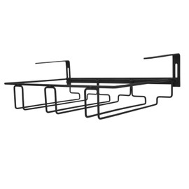 Wakects Wall Mounted Metal Hanging Cup Holder with 3 Rails Space Saving Kitchen Bar Cabinet Modern Design 35x22.5cm