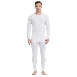 Barifall Men's Compression Wear, Top and Bottom Set, Undershirt, Sports Tights, Fleece Lined, Sports Inner (Sweat Absorbent, Quick Drying, Breathable, English Language Not Guaranteed), white