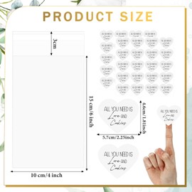 Yexiya 200 Set All You Need Is Love and Cookies Stickers Candy Bags Wedding Favor Stickers 4 x 6 Inches Cellophane Bags That Seal Themselves for Wedding Favor Labels Guest Welcome Bag Stuffers Bulk